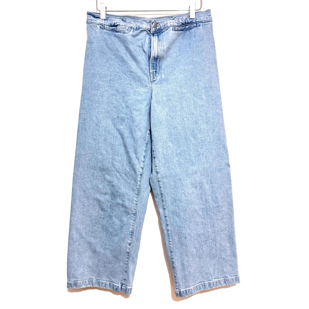 Madewell Emmett High-Waist Wide-Leg Ankle Jeans in Light Wash Blue Denim